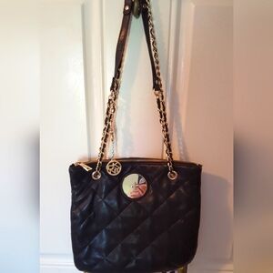 Beautiful black faux leather DKNY chain strap shoulder bag with DKNY storage bag